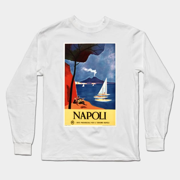 NAPOLI ITALY Naples Seaside Beach Tourism Advertisement Vintage Italian Long Sleeve T-Shirt by vintageposters